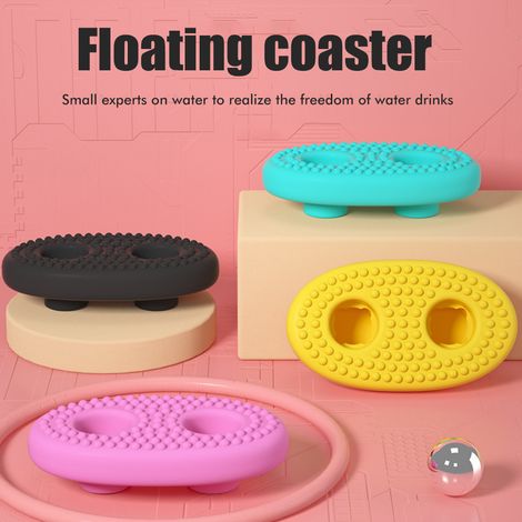 Porte-gobelets flottants en silicone, sous-verres pour piscine, accessoires pour fêtes d'été à la piscine (1/5)