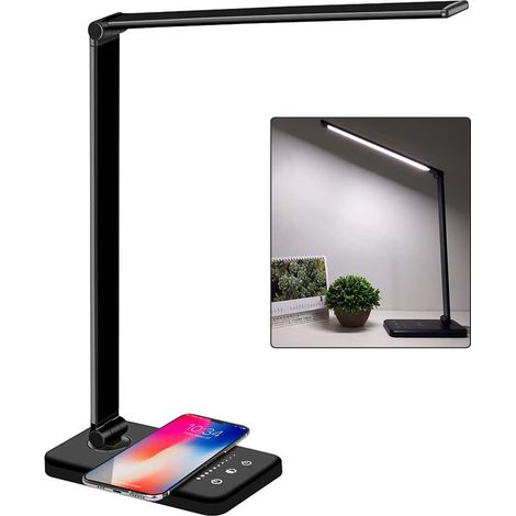 Lampe de bureau LED sans fil, recharge USB, 5 modes d'éclairage, gradation sans palier, angle réglable, protection des yeux, pour travail, maison et bureau (1/5)