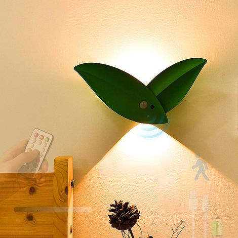 LED Applique Murale avec Télécommande Lampe Murale avec Détecteur de Mouvement Luminaire Mural USB Rechargeable Éclairage Mural Intérieur pour Chambre à Coucher Salon Bureau (2700K,1 Pièce) [Classe én (1/5)