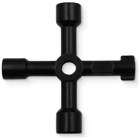Clé en croix noire à quatre voies, clé multifonction universelle, adaptée aux armoires électriques, trépieds, vannes et compteurs d'eau (1/5)