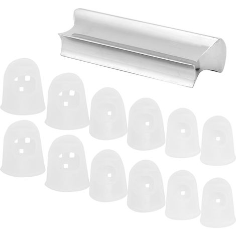 Barre de Guitare en Alliage de Zinc avec Embouts Ronds Rainurés et 12 Protège-Doigts en Silicone pour Ukulele Blanc (1/5)