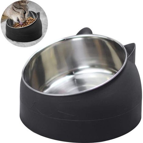 Futternäpfe aus Edelstahl für Katzen, schräge Futternäpfe für Hunde und Katzen, herausnehmbare, rutschfeste und spritzwassergeschützte Futternäpfe für kleine, mittlere und große Katzen. (1/2)
