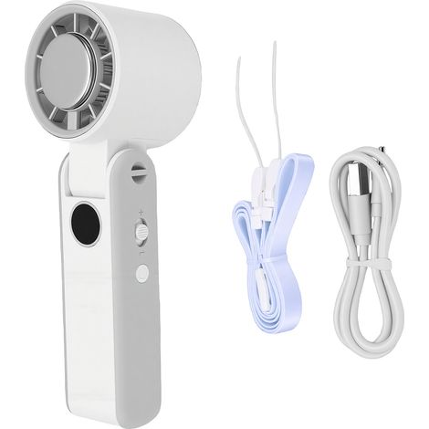 Ventilateur portable pliable à port USB pour une utilisation en extérieur, blanc, à suspendre autour du cou (1/5)