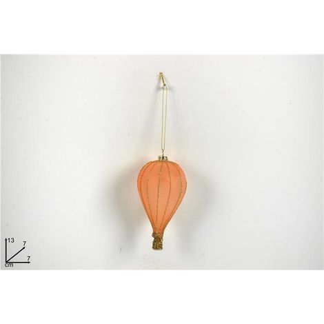 Appendino Decorativo Natale Mongolfiera in Vetro Pesca Gold 13 cm