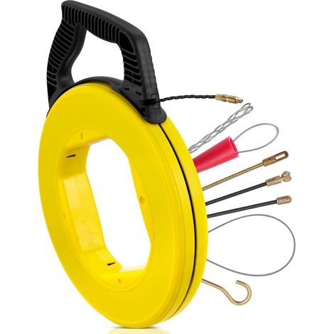 Aiguille Electricien 4,5mm 50m, 360° Tête de Rouleau Rotative, Spirale Tire Fil 50m, Tire Fil Electricien avec 7 Ressorts de Guidage, Electrique Tire Fils Ensemble (1/5)