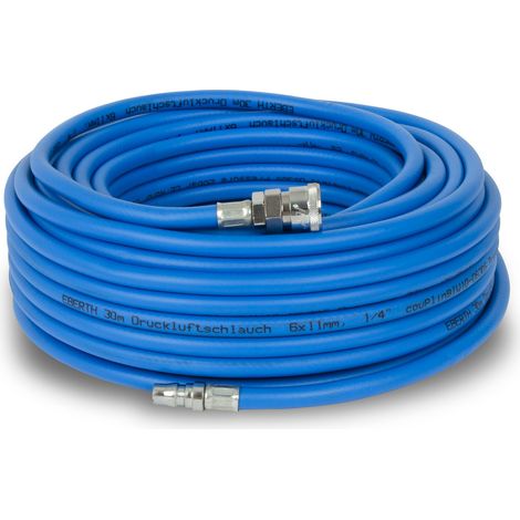 Eberth – Tuyau à air comprimé 30m – Diamètre intérieur 6mm – Pression 20 bar – Flexible pour compresseur – Raccord rapide 1/4" (1/5)