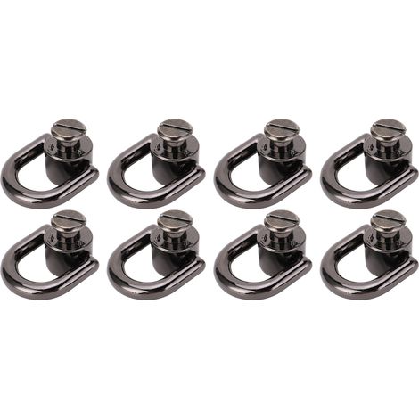 Lot de 20 rivets en forme de D en alliage de zinc et fer, 11 x 19 mm, avec vis, pour cuir gris. (1/5)