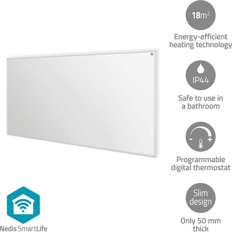SMARTLIFE PANNEAU CHAUFFANT INFRAROUGE 700 W 1 RÉGLAGE DE CHALEUR THERMOSTAT RÉGLABLE TÉLÉCOMMANDE IP44 BLANC (1/5)