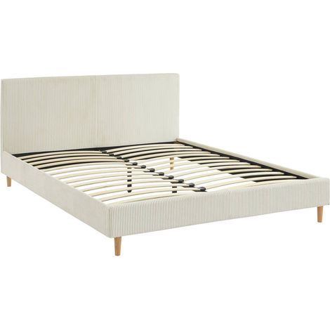 sweeek - Bett mit Lattenrost und Kopfteil, 160x200cm Cord (breit gerippt)