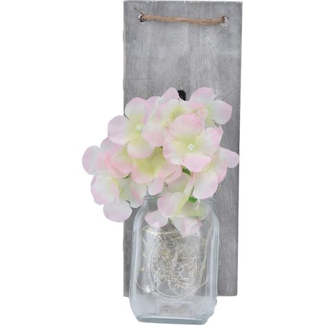 Décoration murale en bocal style rétro, lampe bouteille en verre, fleur en soie pour porte (1/5)