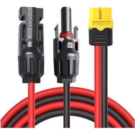 Cable de charge solaire XT60 adaptateur vers connecteur solaire male femelle, fil d'extension 12 AWG 3 m pour batterie, centrale électrique portable, générateur solaire (1/4)