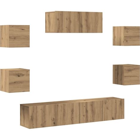 Ensemble de meuble TV mural - Armoires TV suspendues 7 pcs chêne artisanal fr1596 - Maison La Vie