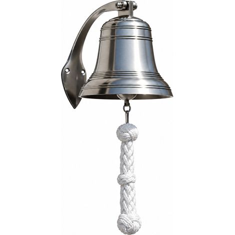 Cloche murale marine en laiton étamé avec corde 33 cm (1/2)
