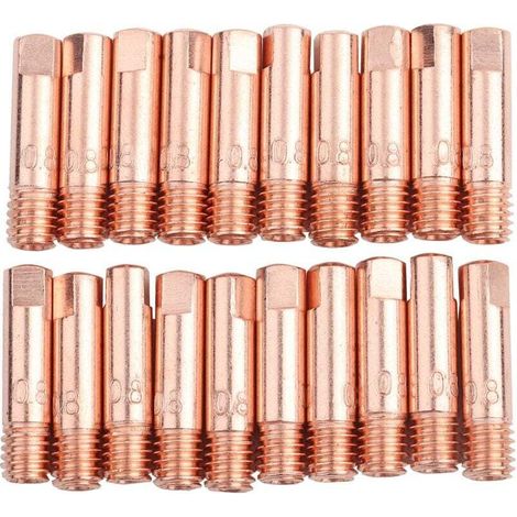 Trywise  20 pièces de pointe de contact en cuivre pour consommables de torche de soudage 15AK MIG/MAG (0,8 mm)