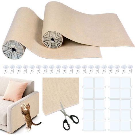 Tapis de protection anti-griffes pour chat - Revêtement adhésif et découpable pour canapé, meubles et murs, 200x40cm (1/5)