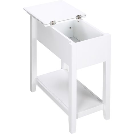 Table d'appoint pliante – Étagère et passe-câbles – 60,5 x 32,5 x 70 cm – Blanche