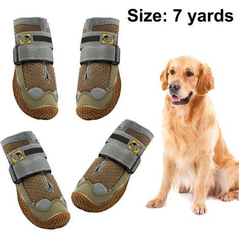 Bottes pour chien imperméables avec fermeture velcro réfléchissante, semelle robuste antidérapante et protection anti-dérapante pour les pattes des chiens de taille moyenne à grande. (1/4)