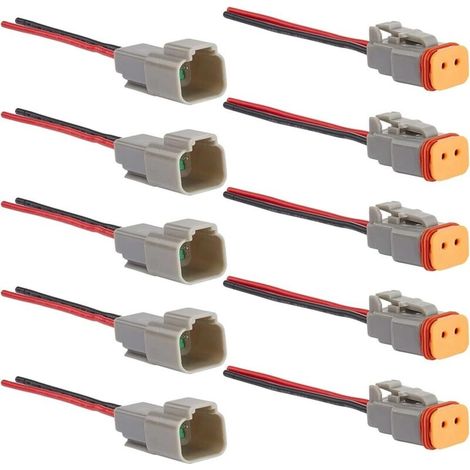 5er-Pack wasserdichte DT 2-Pin-Steckverbinder – 16AWG-Kabel – IP65 für Motorrad, LKW, Boot – Schnelle und sichere Installation