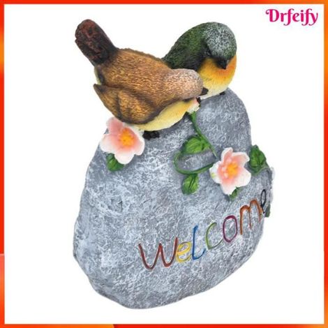 Statue d'oiseau de bienvenue - - Double Sparrow - Résine - Imperméable - 18,7x15x8 cm (1/5)