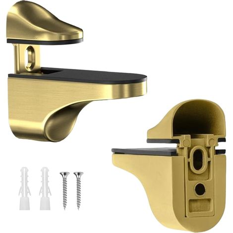 Supports de fixation d'étagère Pièces de rechange pour supports  Clips de fixation pour verre réglables et robustes Pour barre de porte de douche de salle de bain en acrylique et bois (1/5)