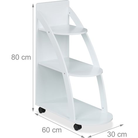 Pratico carrello ausiliario 3 livelli portaoggetti bagno cucina 70 x 30 x 80 cm in MDF bianco 130016590