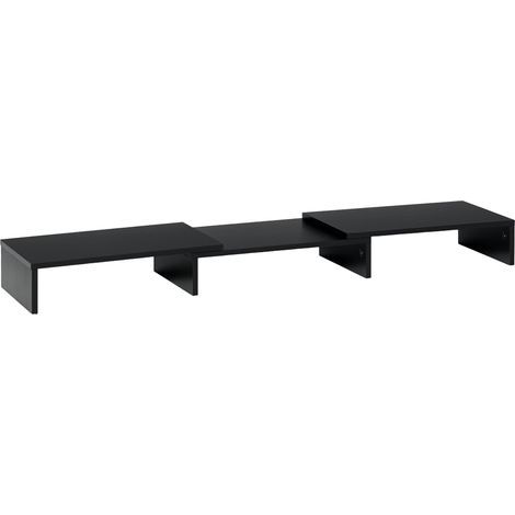 Support en bois pour écrans d'ordinateur portable, longueur et angle réglables, pour 2 écrans, 80-117 x 23,5 x 10 cm, noir (1/5)