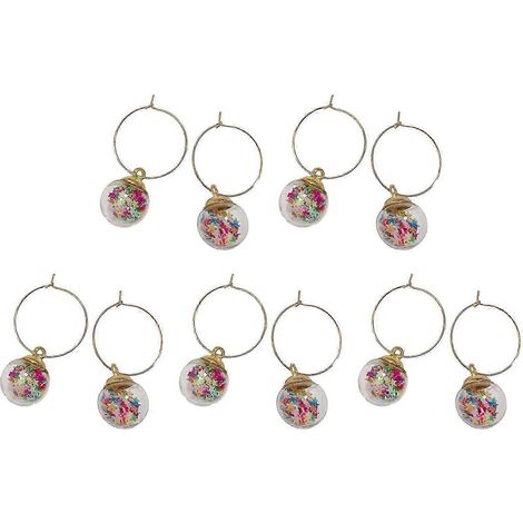 Lot de 10 étiquettes pour verres à vin avec anneaux, idéales pour les fêtes et célébrations à la maison. Étiquettes jaunes, couleur 1. (1/5)