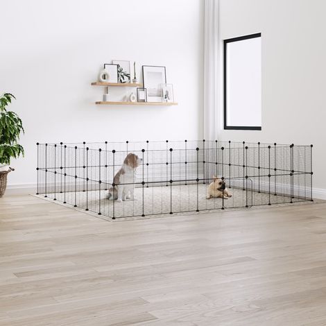 Cage animaux de compagnie à 60 panneaux et porte - Clapier Poulailler pour lapins poulets Noir 35x35 cm BV577664 - BonneVie (1/4)