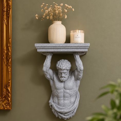 Étagère murale Atlas en résine, support décoratif statue homme antique pour décoration murale (1/2)