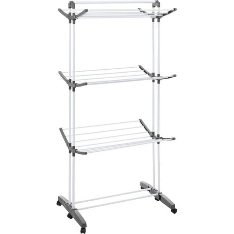 Five – Etendoir à linge modulable en acier inoxydable 24m – Supporte jusqu'à 40 kg – Dimensions L 170,7 x P 66,5 x H 152,3 cm – Roulettes pour déplacement facile - 5five (1/10)