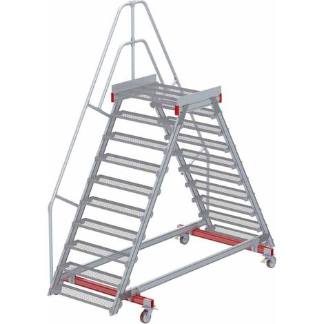 Euroline 512 mobiler Überstieg 60° Stufenausführung Stahl Gitterrost Stufenbreite 1000mm 10 Stufen