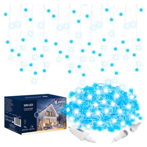 Tenda luminosa 500 led blu, flash bianco freddo, ghirlanda, luci interne-esterne sospese (1/5)