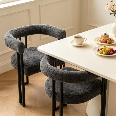 Chaises de salle à manger ergonomiques, fauteuils de salon à dossier et accoudoirs monoblocs, sièges de café, chaises de lecture, tabourets de coiffure pour chambre (lot de 2) (1/5)