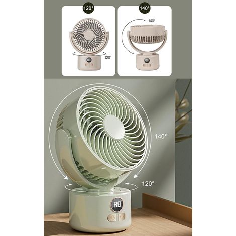 Ventilateur de Bureau USB Oscillant – 3 Vitesses Ultra Silencieux Rechargeable – Appareil Chambre ,Camping – Vert (1/3)