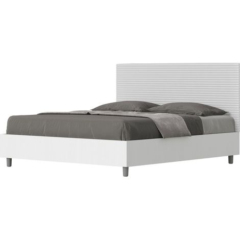 Letto matrimoniale contenitore doppia alzata 160x200 bianco frassino testata similpelle bianco Level