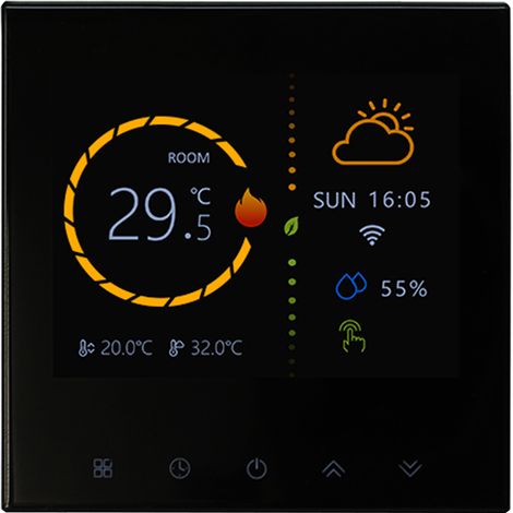 Thermostat intelligent sans fil, panneau de commande de chauffage de l'eau et du sol, Programmable, noir (1/5)