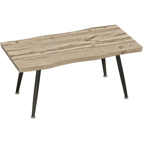 Mesa de centro rectangular efecto roble con patas de acero 100 x 50 x 45 cm HOMVRA (1/5)
