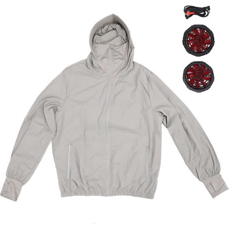 Ortviai Veste Climatisée avec Ventilateur 12 V – Gris, 3 Vitesses, Protection UV pour Travail Extérieur