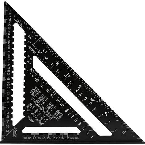 Équerre Triangle Metrique + Impérial Professionnel Menuiserie Règle d'Angle Rapporteur Outil de Mesure en Alliage Rafter Square Carpenter de Haute Précision - 2 EN 1 (7IN, 17CM) (1/5)