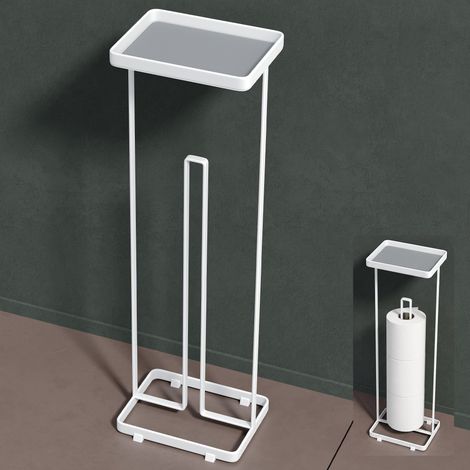 Mai & Mai Porte-Papier Toilette sur Pied en Acier au Carbone Porte-Rouleau Stable Blanc Mat Rangement WC Aucun Montage Nécessaire 16×12×52 CM Reglo-04 (1/5)