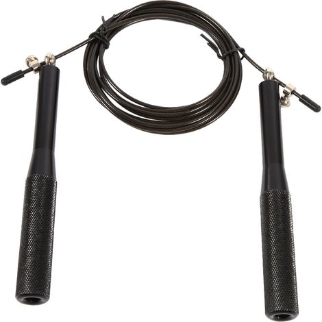 Corde à sauter de fitness réglable en vitesse en alliage d'aluminium, fil d'acier (noire) (1/3)