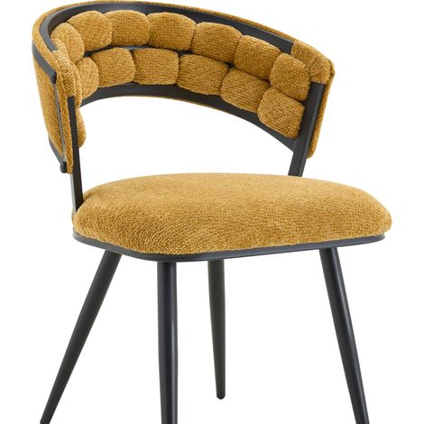 Set di 2 sedie da pranzo in velluto giallo con struttura in metallo nero MODENUIT (1/5)