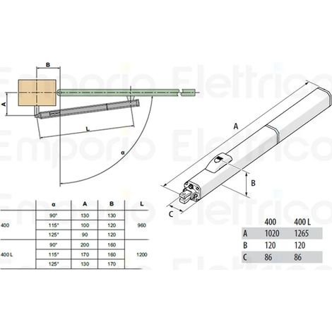 Faac – Kit de motorisation de portail hydraulique 230V pour vantaux jusqu'à 4m – Moteur 220W – Force 6200N – EE104206KIT