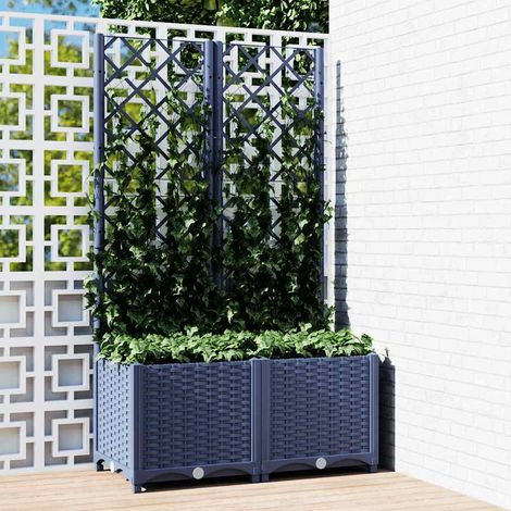 vidaXL Fioriera da giardino con traliccio blu grigio 80x40x136 cm