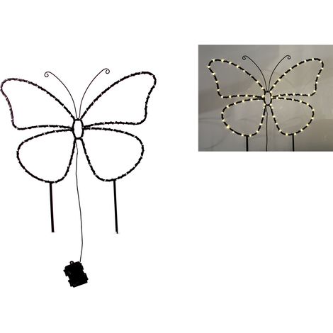 TrendLine LED-Stecker Schmetterling Eisen 67 x 59 cm schwarz warmweiß