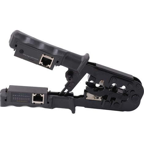 Pince à sertir modulaire à cliquet pour câbles RJ45 RJ11 RJ12 4P 6P 8P, outil de dénudage et coupe, testeur intégré