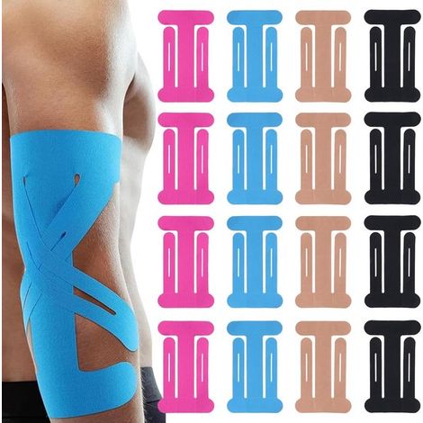 16 Stück Kinesiotape für Ellbogen, vorgeschnitten, wasserfest, elastisches Kinesiotape für Sportellenbogen (mehrfarbig, 12 20 cm) (1/5)