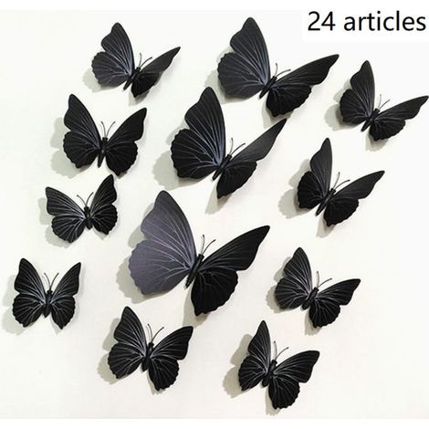 Pegatinas de mariposas negras para Halloween, vinilos decorativos de mariposas en 3D para pared, decoración del hogar (1/5)