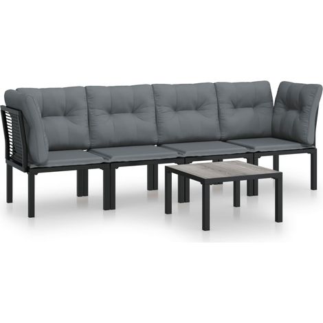 Maison Exclusive - 5-tlg. Garten-Lounge-Set Schwarz und Grau Poly