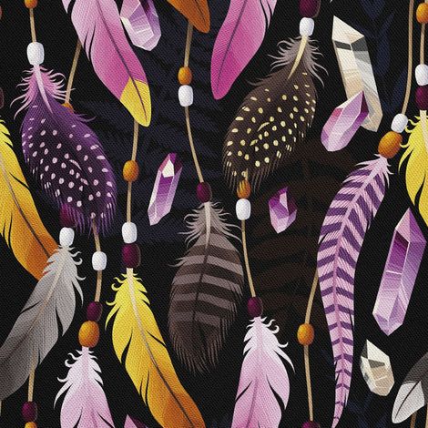 Tela decorativa para exteriores Oxford - motivo de plumas y rombos I DX526 (1/5)